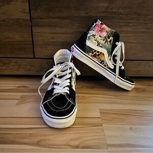 Vans Kids Black and Floral High-Top Sneakers
